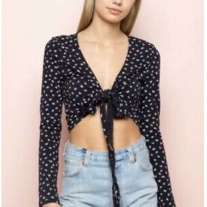 Brandy Melville Coco Wrap tie front long sleeve